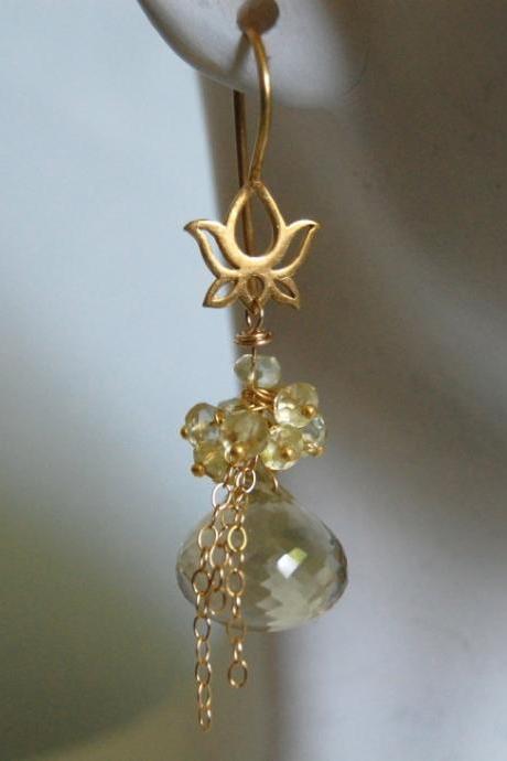 Gorgeous Lemon quartz onion briolette earrings