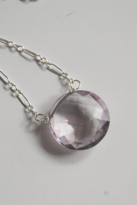 Pink amethyst necklace with Sterling silver chain