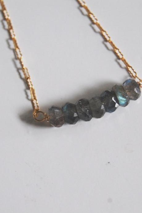 Gorgeous Blue Flashy Labradorite Necklace with gold filled Chain