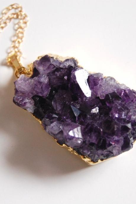 Dark purple Amethyst chunk necklace