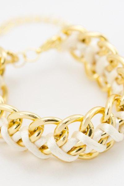 ivory woven chain bracelet ,chunky chain bracelet , bridesmaid gift chain bracelet , ivory twist chain bracelet