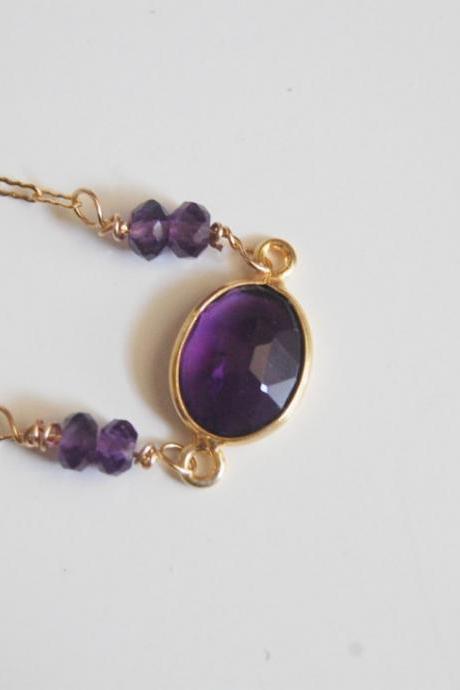 Dark Purple Amethyst bezel setting necklace