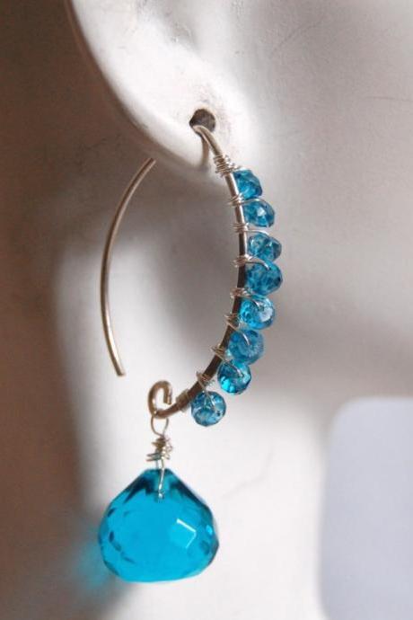 London blue quartz and London blue Topaz earrings