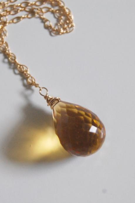 Golden Quartz necklace and gold filled chain
