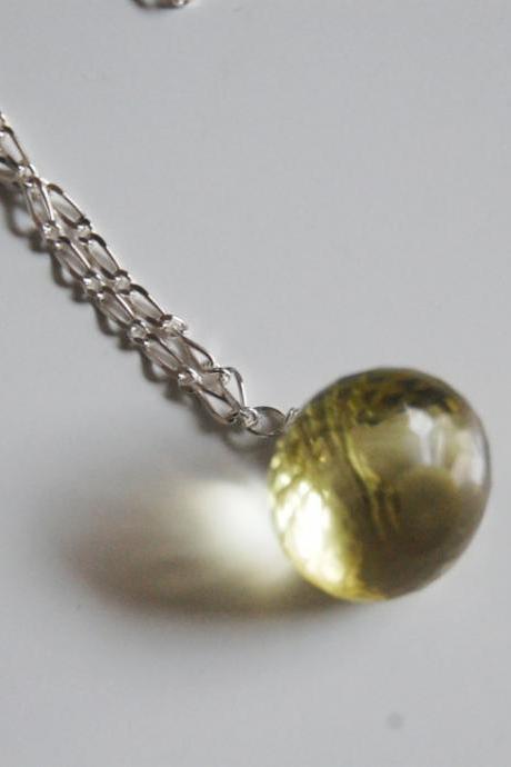 Gorgeous Lemon quartz pendant necklace with Sterling silver chain