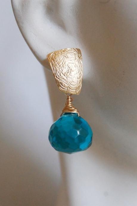 London blue quartz dangle earrings