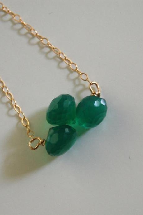Emerald green quartz onion briolette necklace