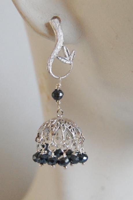 Blue Black Spinel small Chandelier earrings
