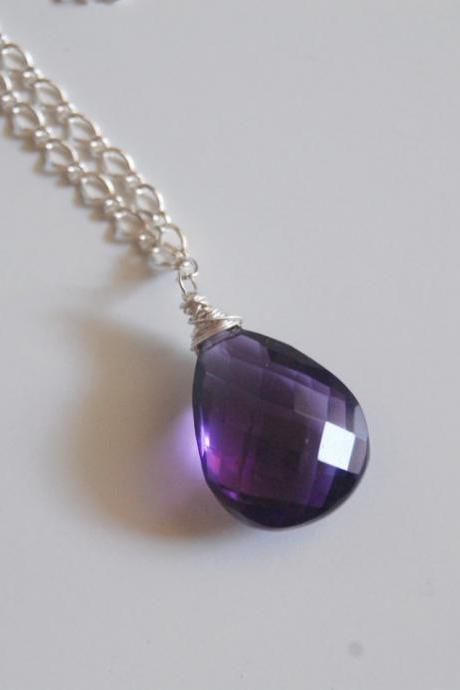 Amethyst Pendant necklace with sterling silver chain