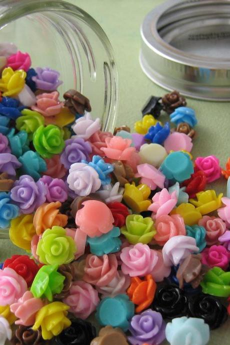 Mini Roses in a Glass Jar - 300 Pieces - Crafting and Jewelry Supplies by ZARDENIA - Great Crafting Gift