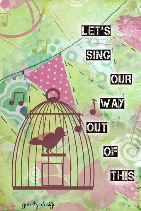 5 by 7 print birdcage singing
