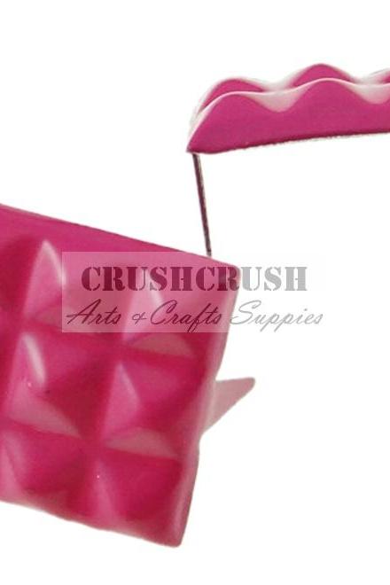 FREE SHIPPING--50pcs 12mm Hot Pink Pyramid Studs Claw Spikes Nailheads S305