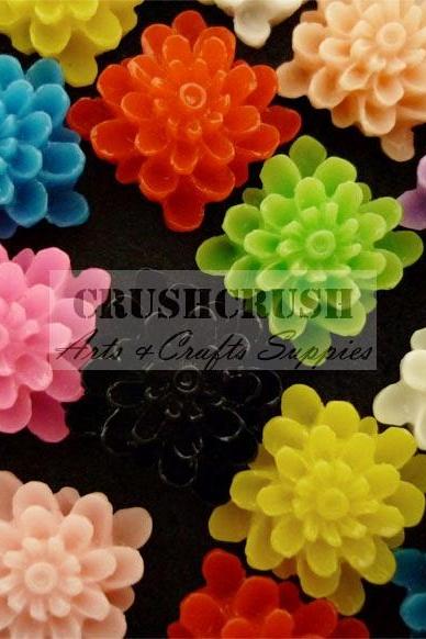 35pcs Square FLOWER Blossom Bloom Flora Flat Back Cabochons F781