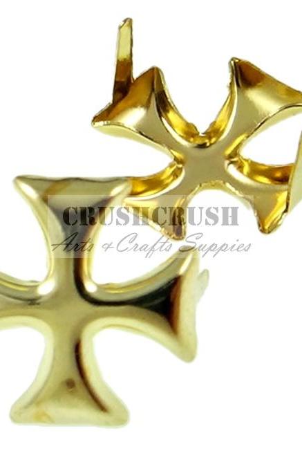 50pcs Gold Cross Patonce Studs Claw Spikes Nailheads Biker S314