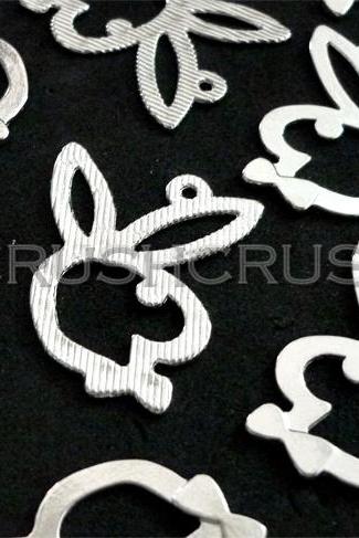 8pcs Metal Bunny Rabbit Sexy Flat Charms Pendants Bow Tie PND-419