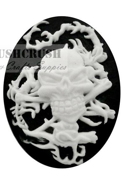 3pcs 30x40mm Skeleton Skull Rope Cameo Cabochon Flat Back F1124