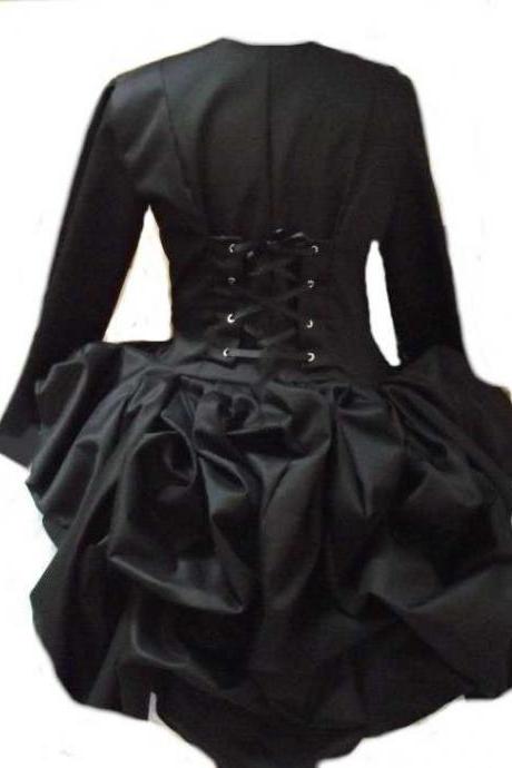 Steampunk Jacket Gothic Victorian Lolita Black Bustle Corset Jacket Custom Size Plus Size