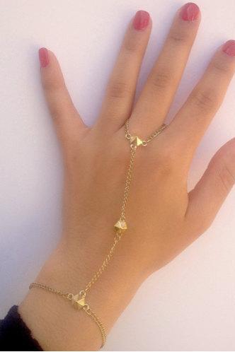 Rouelle NOIR Handpiece: Hand-piece, bracelet, ring-bracelet, slave bracelet, slave chain, hand chain