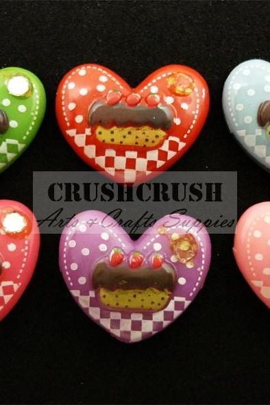13pcs ice Cream CUPCAKE Heart Shape Dot Cabochons Flat back F1152