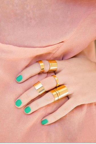 Rouelle AHAVA Cuff & Knuckle Rings: Set of 8 Dainty, Beautiful Gold Cuff and Knuckle Rings