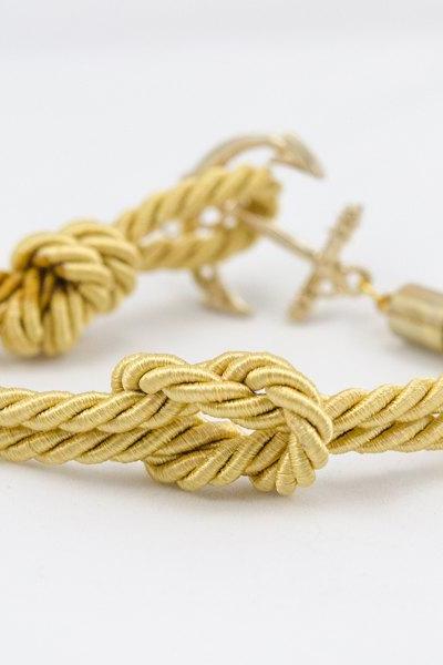 Tie the knot Anchor Bracelet , gold Square Knot Rope Bracelet with anchor , bridesmaids gift Nautical Anchor Bracelet