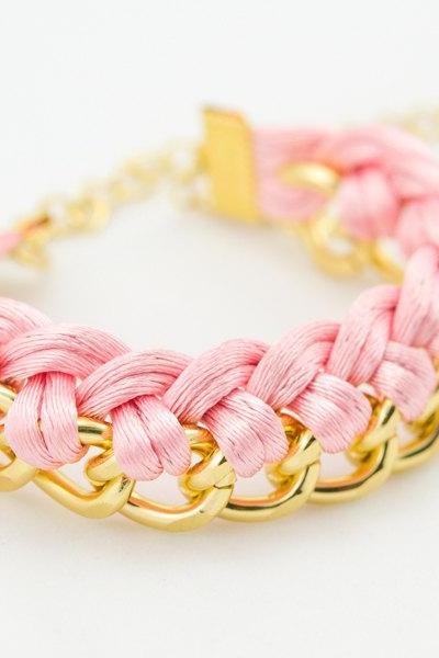 Pink Single Twist Knot Chain Bracelet , Pink Twist Chain Bracelet, Knot Chain Bracelet