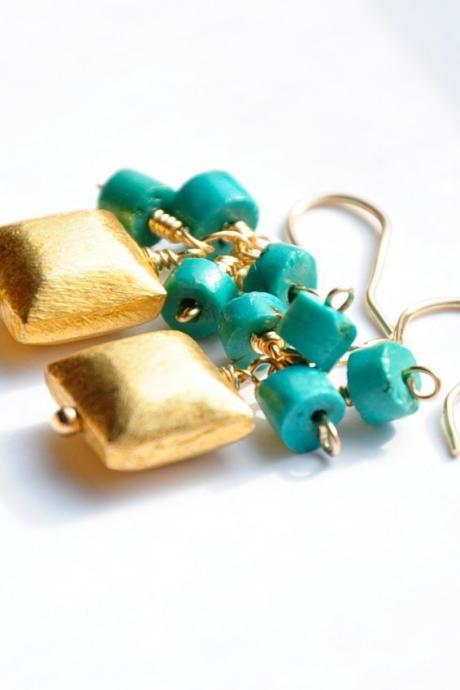 Square Blue Tiny Earing