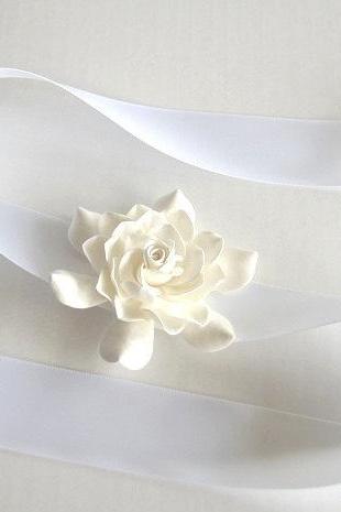 Wedding Wrist Corsage. White Gardenia Corsage