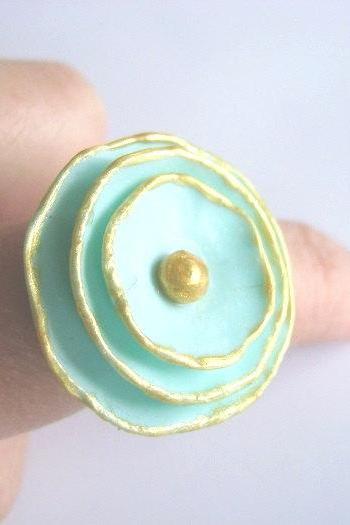 Handmade adjustable Clay Flower Ring