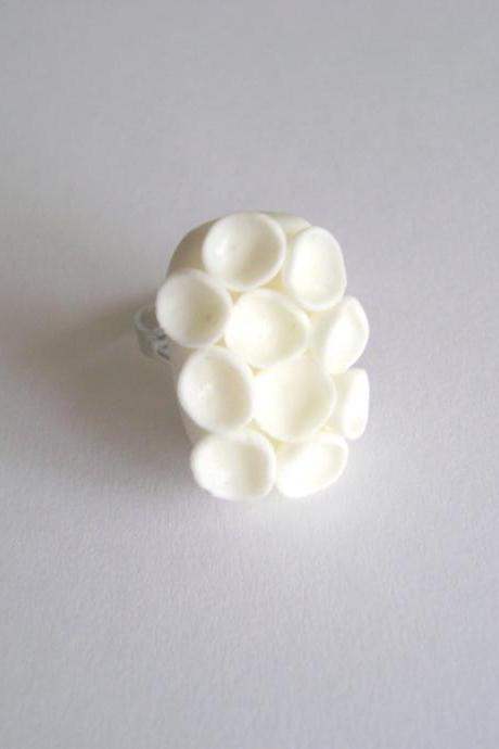 White Clay Summer Ring. Adjustable Ring. Made to Order