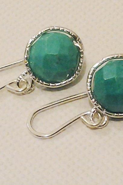 Turquoise, Jewelry, Birthstone Jewelry, Pure Silver Turquoise Earrings, Gemstone Drop , Or Gold, December Birthstone, Hoop, Dangle,