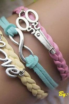 Love Bracelet,infinity Bracelet,scissors Bracelet,a Retro Silvery Combined Bracelet,a Gift Stands For Infinity Love---c003