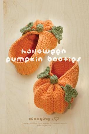 Halloween Pumpkin Baby Booties Crochet PATTERN, PDF - Chart & Written Pattern