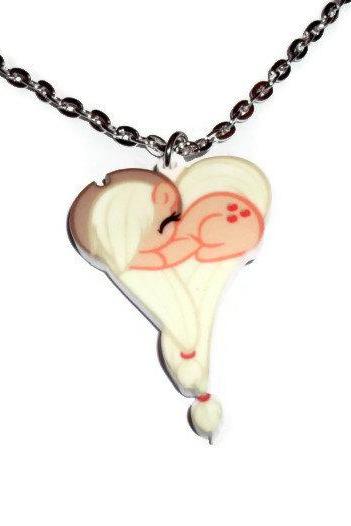 Kawaii Pony Necklace, Applejack Heart Shape My Little Pony