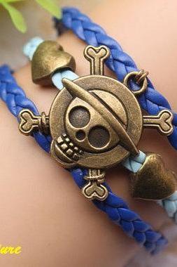 One Piece Bracelet, Straw Hat Luffy Bracelet,a Retro Coppery Combined Bracelet,a Gift Stands For Dreams And Efforts---c025