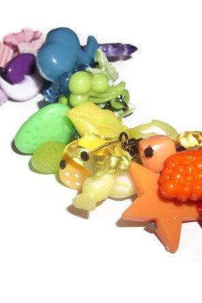 Rainbow Gumball Charm Bracelet, Kitsch Coloured Plastic Charm Bracelet