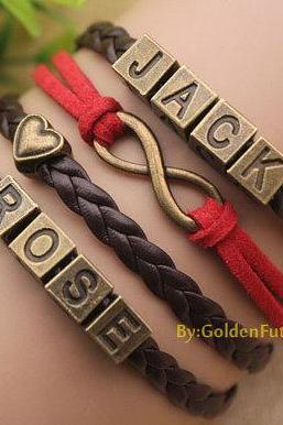 Name Bracelet For Lovers Which Can Be Customized, Infinity Love Bracelet, Bead Bracelet, Retro Coppery Bracelet,a Gift For Your Lover---c121