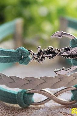 The Anchor Bracelet,the Infinity Symbol Bracelet,a Retro Silvery Combined Bracelet---c007