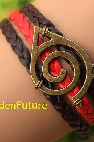 Naruto Bracelet,a Retro Coppery Combined Bracelet,a Gift Stands For Efforts---c034