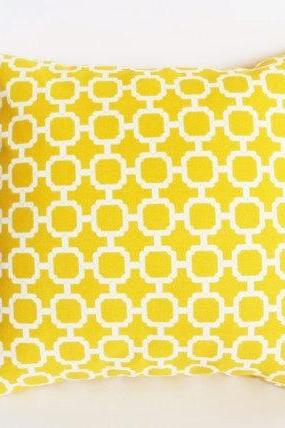 Yellow Pillow.decorator Throw Pillow Cover. 20x20 Inch. Printed Fabric Front And Back Indoor Outdoor Bright Yellow Pillows