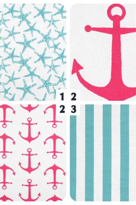 : Nautical Pillows Pink And Aqua Blue Anchors Throw Pillow Cover 18x18 Inches