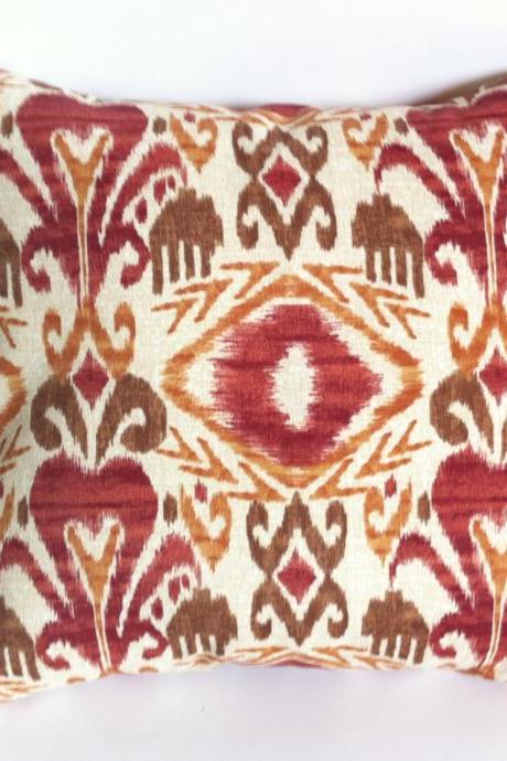Red Ikat Pillow Red Outdoor Pillow Red Throw Pillow 18 X 18 Inches