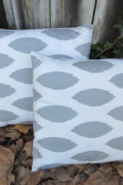Gray Ikat Pillow Cover 18 X 18 Inches Decorative Pillow Throw Pillow Cushion Cover