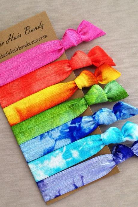 The Spring Hair Tie-Ponytail Holder Collection - 7 Hand Tie Dyed Hair Ties by Elastic Hair Bandz on Etsy