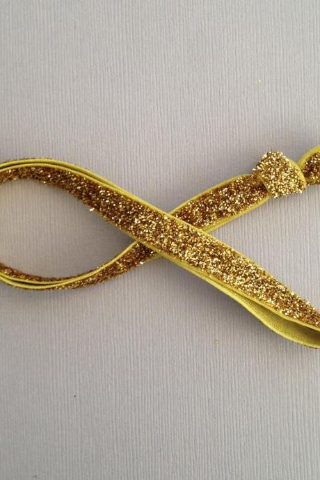 3/8' Gold Glitter Elastic Headband by Elastic Hair Bandz