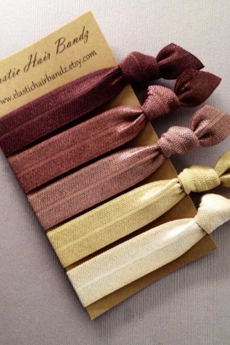 The Chocolate Ombre Hair Tie-Ponytail Holder Collection - 5 Elastic Hair Ties by Elastic Hair Bandz on Etsy