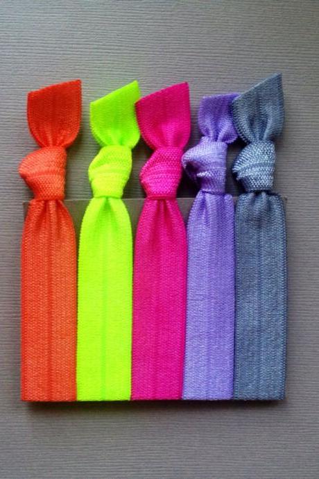 The Brights Hair Tie Collection - 5 Elastic Hair Ties by Elastic Hair Bandz on Etsy