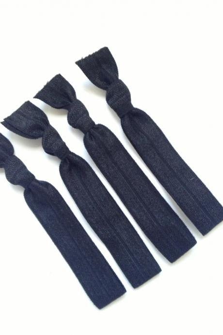 Elastic Hair Ties - Solid Black Collection - Ponytail Holder - by Elastic Hair Bandz
