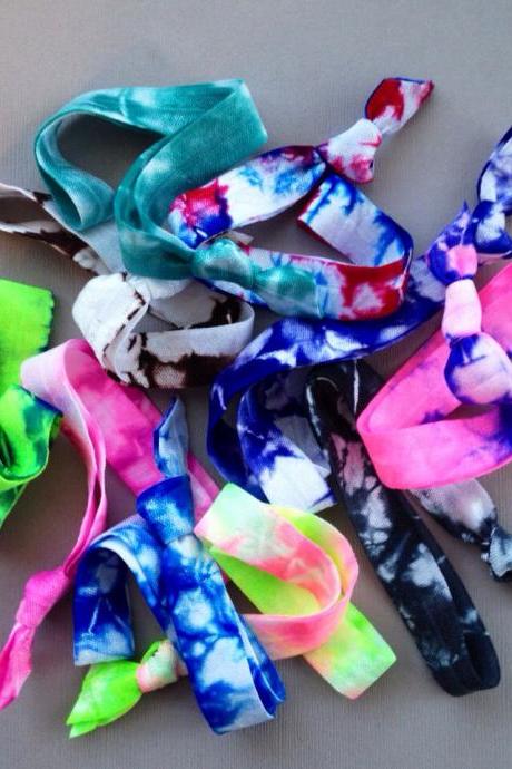 10 Tie Dye Elastic Headbands by Elastic Hair Bandz on Etsy