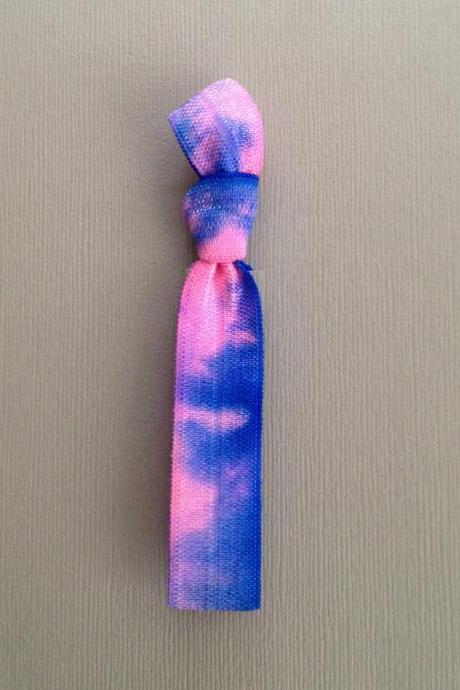 1 Pink-Blue Tie Dye Hair Tie by Elastic Hair Bandz on Etsy